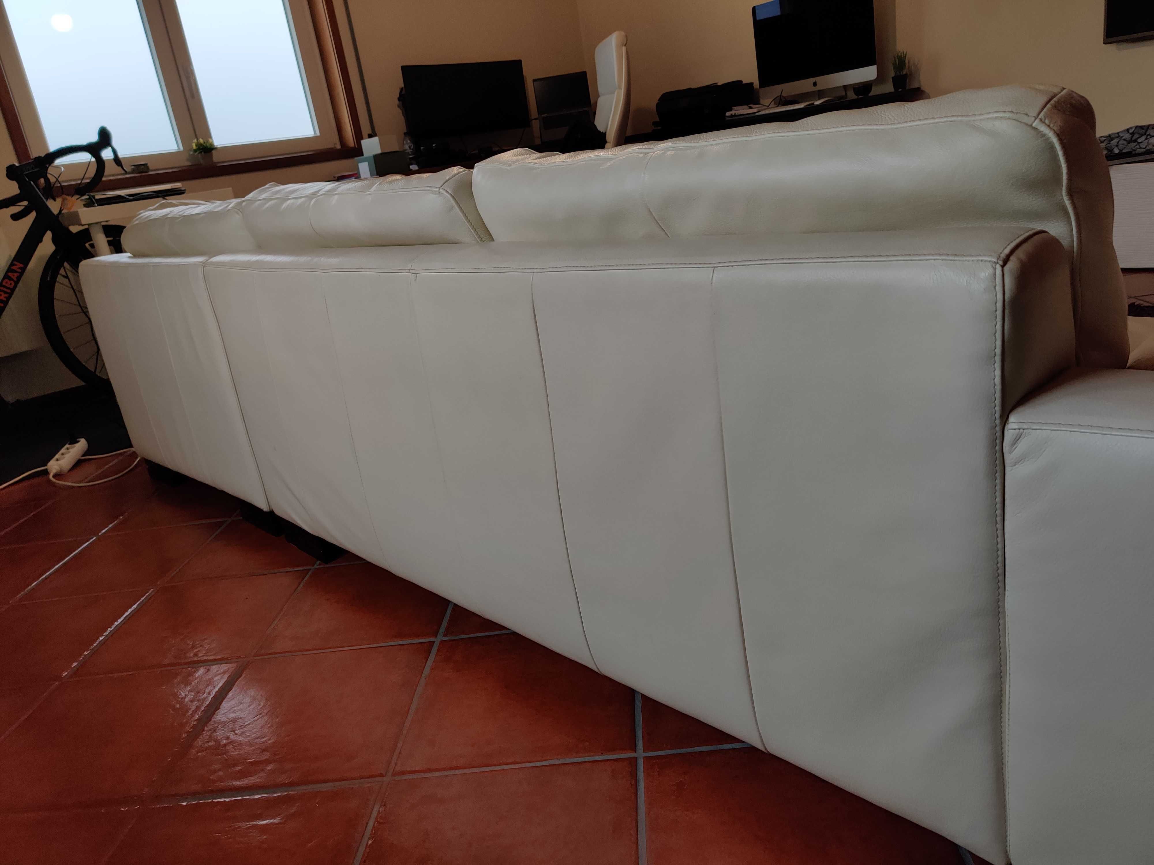 Sofá branco em pele + chaise longue - Aquinos