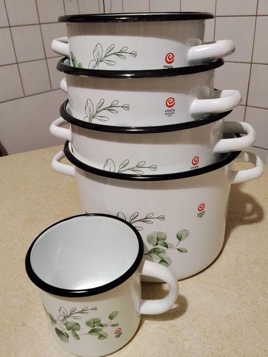 Garnki emaliowane Olkusz komplet 5 szt