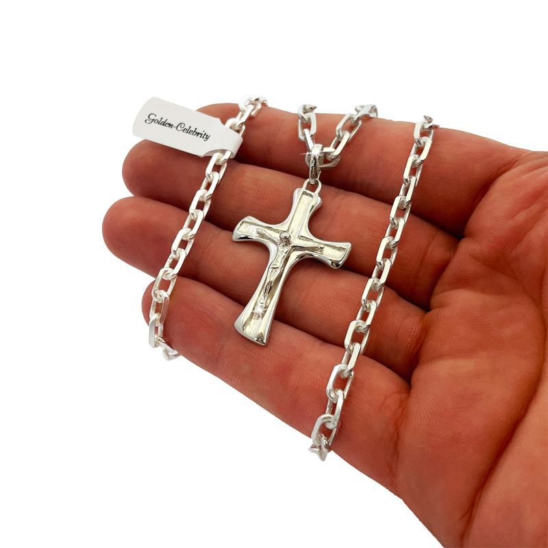 Łańcuszek Srebrny Męski Z Krzyżykiem 925 Prezent Dla Taty, Mężą + Dedy