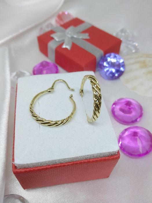 Piękne złote wiszące kolczyki koła, złoto 583