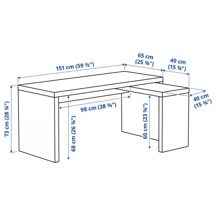Secretaria Malm Ikea com lateral extensivel