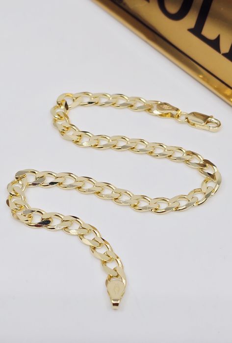 Złota bransoletka splot pancerka, pełna, męska próba 585 14k