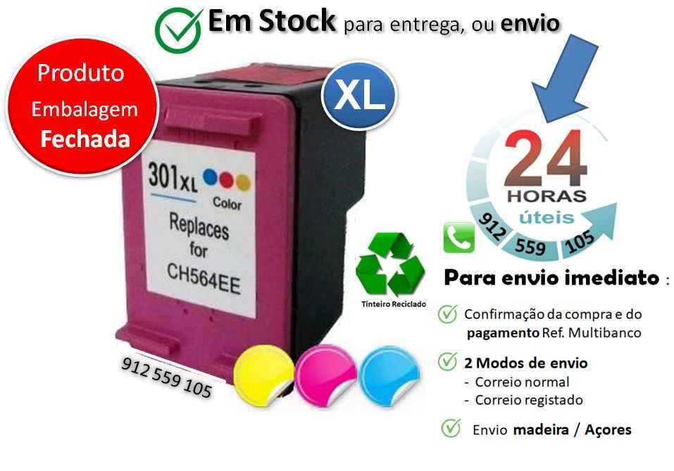 Tinteiro HP 301 XL Alta capacidade Regenerado CORES