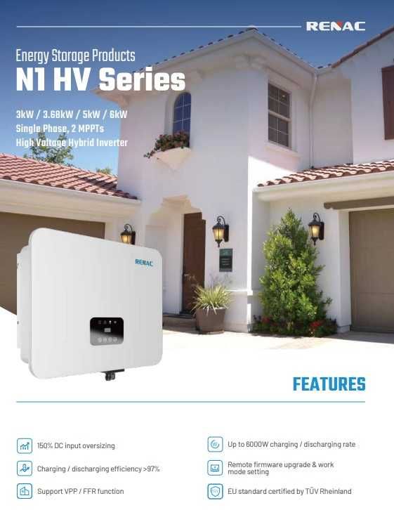Inversor fotovoltaico N1 HV Series Single Phase 6KW – RENAC