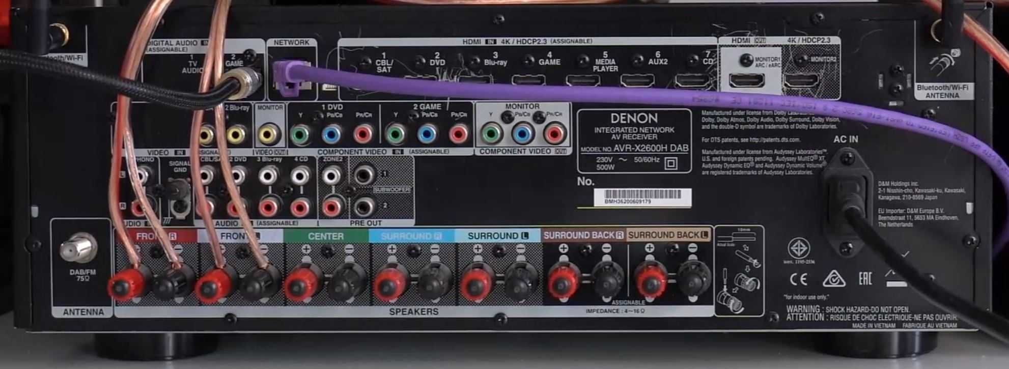 Amplituner DENON AVR-X2600H DAB z zestawem 5 głośników HECO