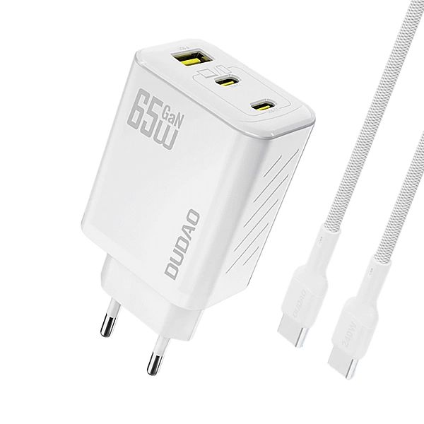 Ładowarka sieciowa Dudao A29C 65W GaN + kabel USB-C - biała