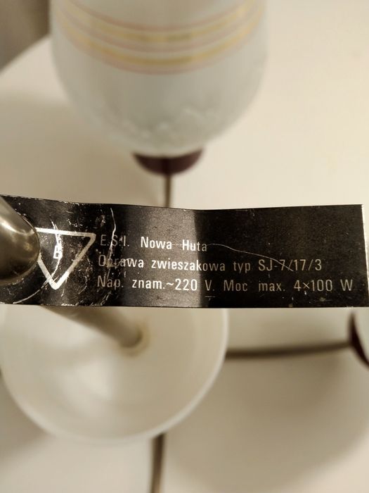 Żyrandol PRL vintage ESI Nowa Huta, pamiątki z Nowej Huty