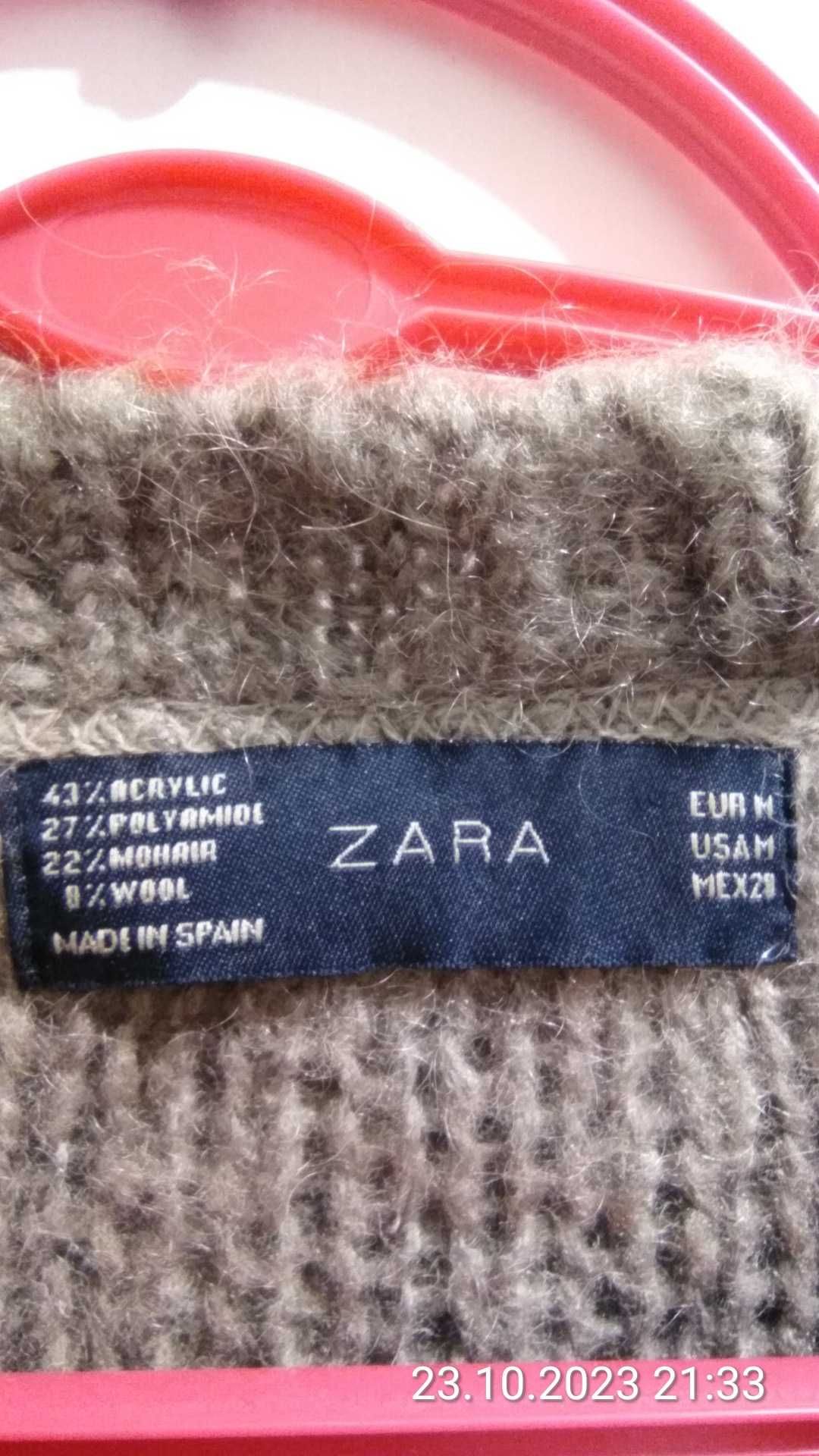 ZARA Szary, długi sweter oversize M