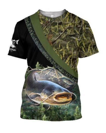 Męski T-Shirt z Nadrukiem 3D Prezent dla Wędkarza na Ryby - 3XL