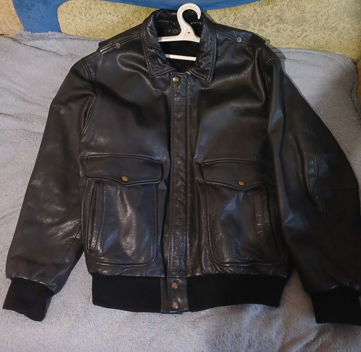Чоловіча шкіряна куртка бомбер авіатор xxl / куртка кожаная мужская