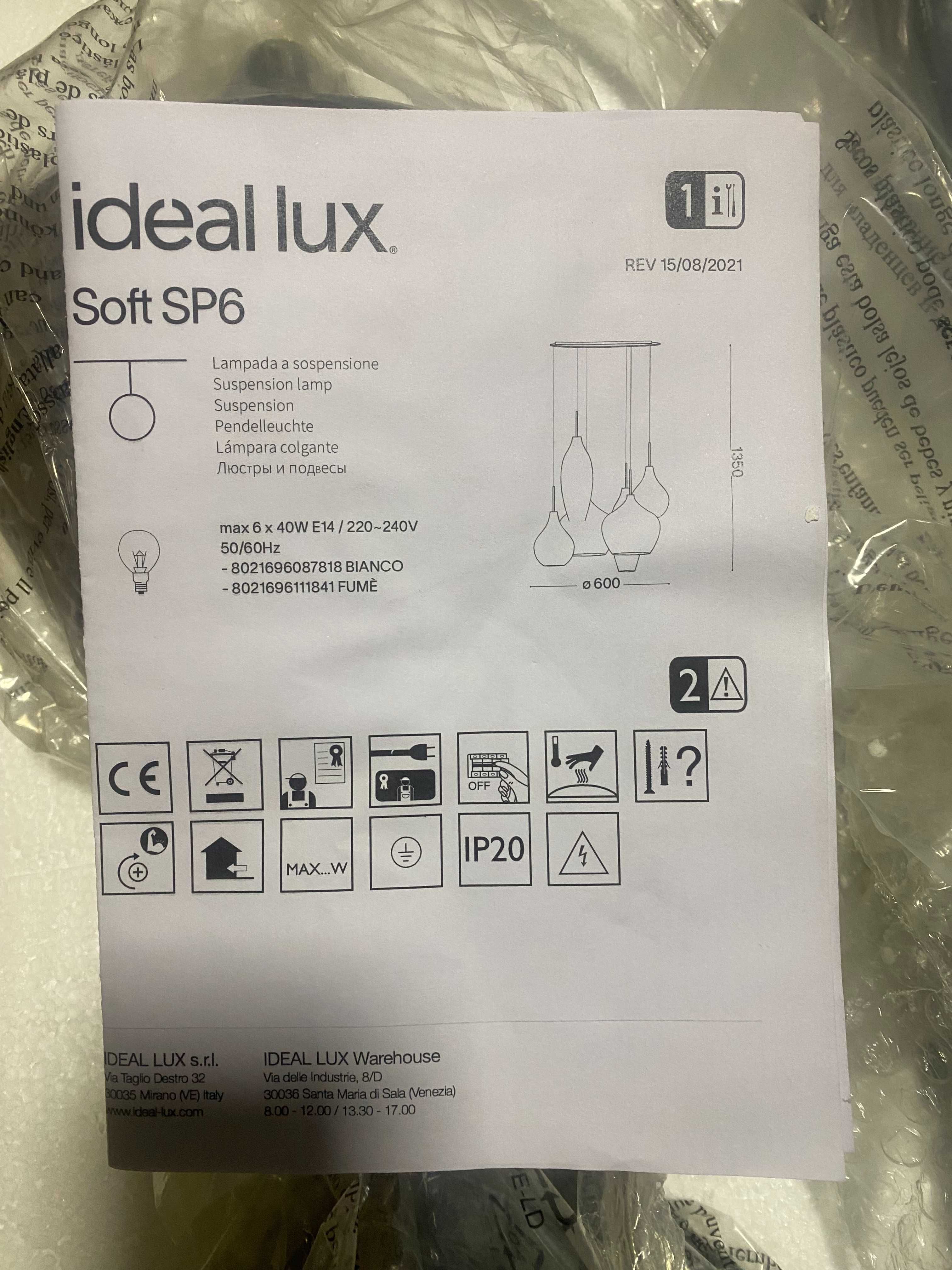 Nowy  żyrandol Ideal Lux Soft