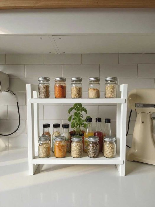 półka szafka kuchenna drewniana, regał na przyprawy rustykalna