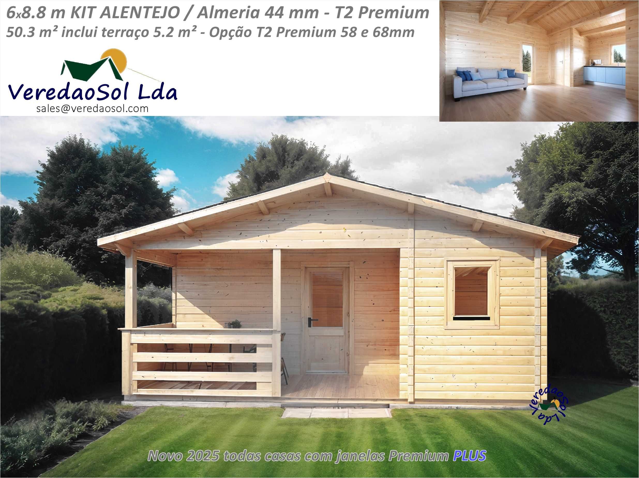 Casa madeira ALENTEJO - Almeria 44mm T2 - 59m² - Preço Fábrica!