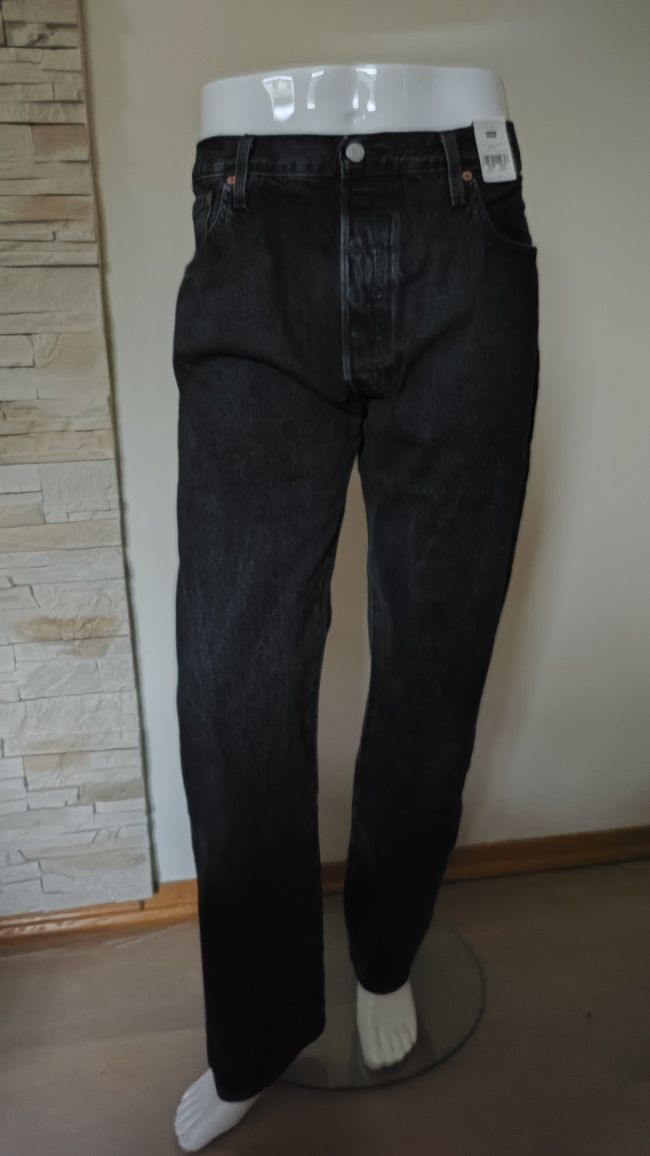 Levi's 501 czarne męskie jeansy rozm 38/32 jak 38/34