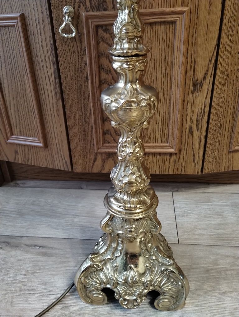 Lampa stojąca mosiężna masywna Vintage