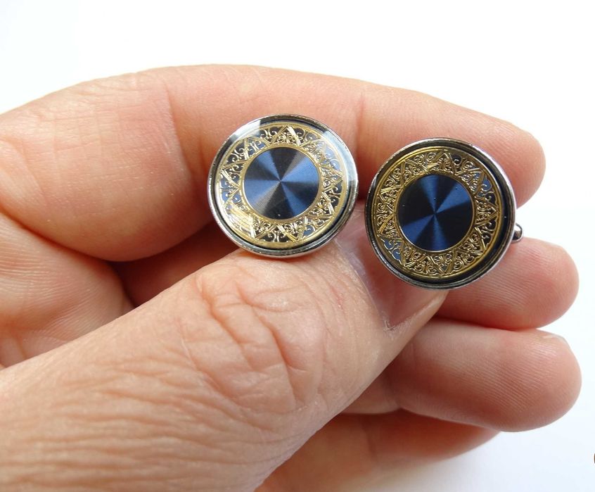 Niebieskie spinki mankietowe do mankietów koszuli jakość premium ślub