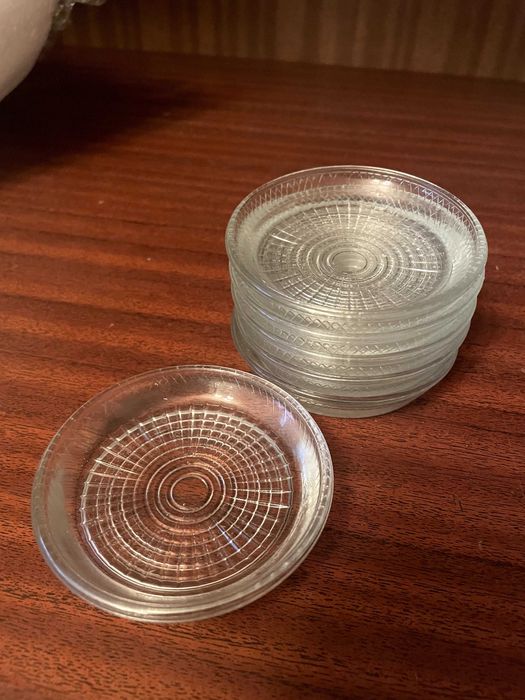 Szklane spodki podstawki PRL