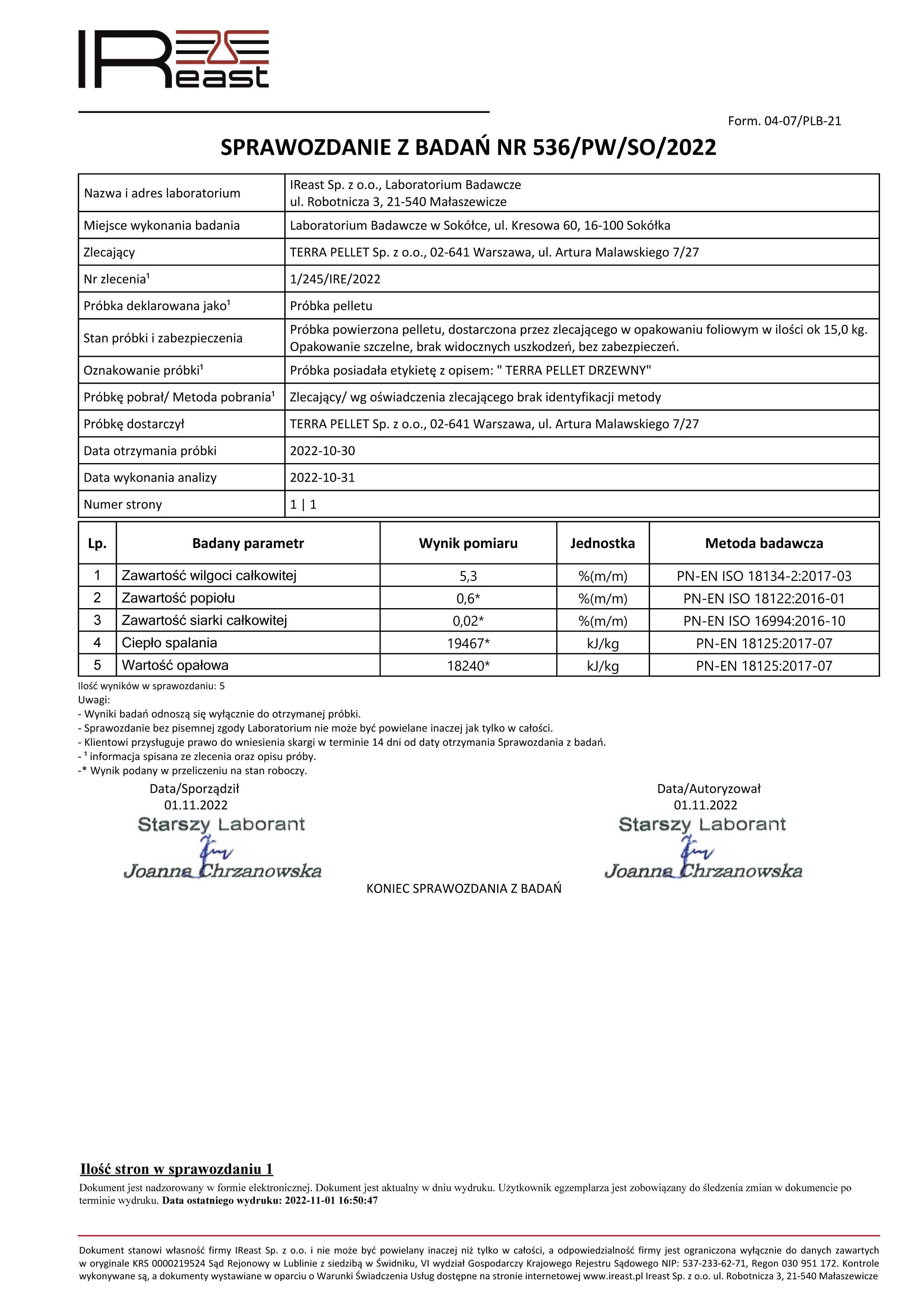 Pellet drzewny sosnowo-dębowy Terra Pellet Super Jakość 6 mm 18 MJ/kg