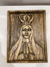 Rzeźba ręcznie robiona lipa bejcowana Maryja