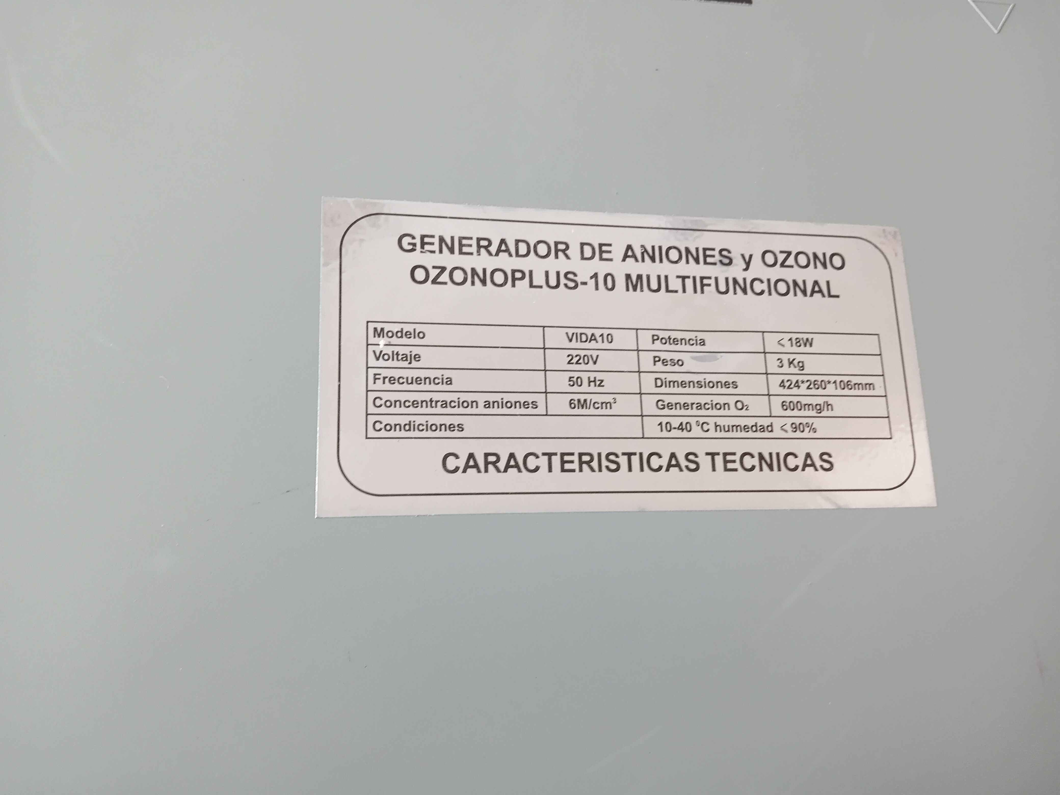 Gerador portátil de Ozono VIDA 10/OZONO PLUS