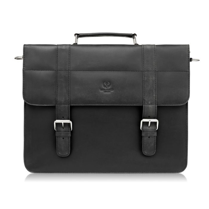 torba męska na ramię skórzana aktówka vintage czarna paolo peruzzi