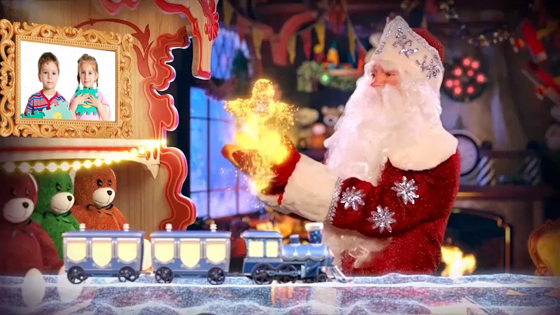 Новогоднее именное видеопоздравление Дед Мороз с ФОТО ребенка!