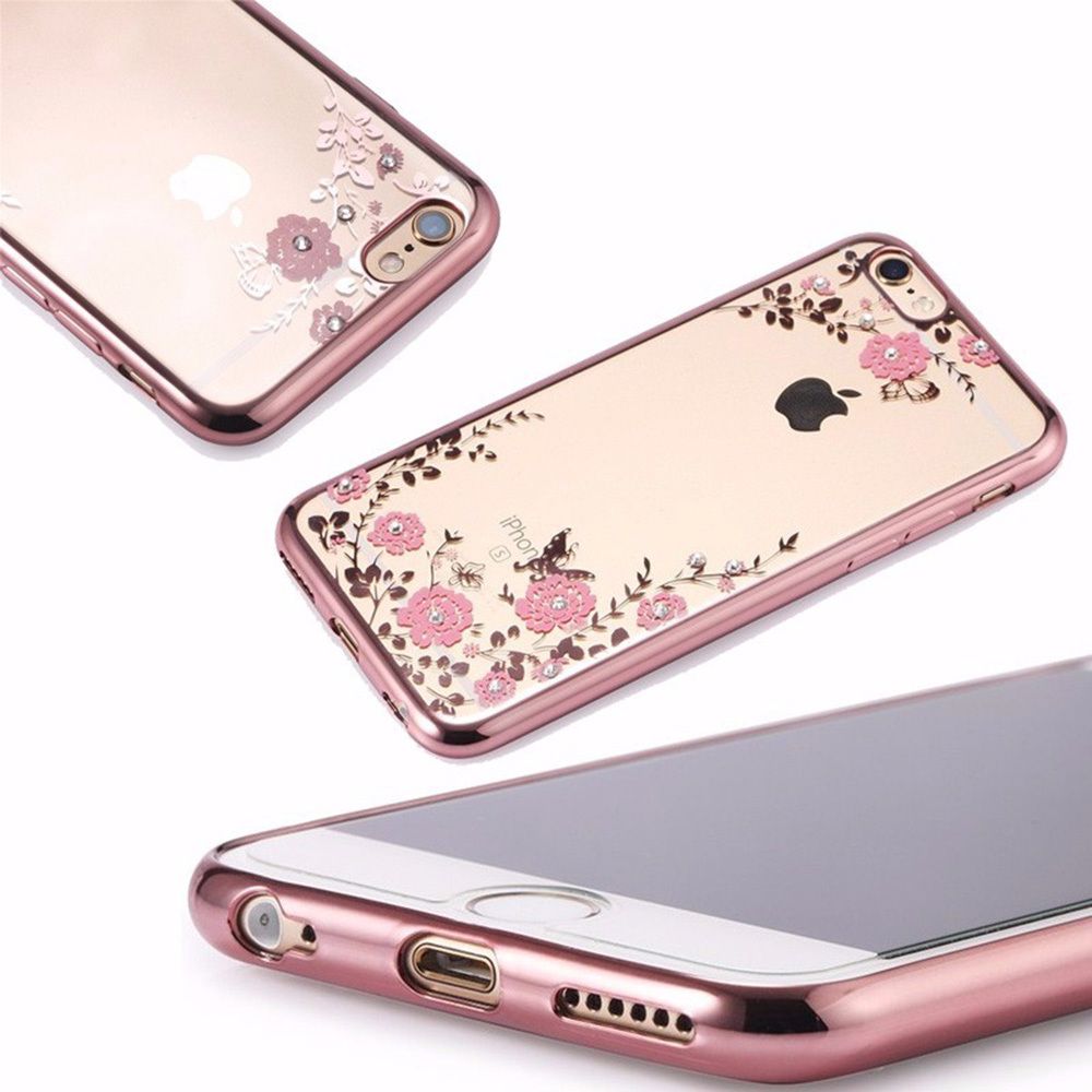 Back Case Diamond Flower Do Iphone 12 Pro Max Złoty Róż