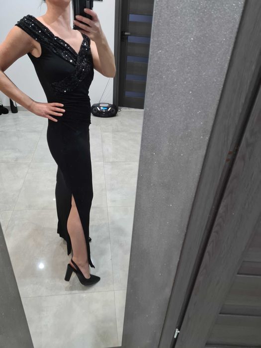 Elegancka wieczorowa, długa sukienka - wizytowa, sylwestra, wesele, M