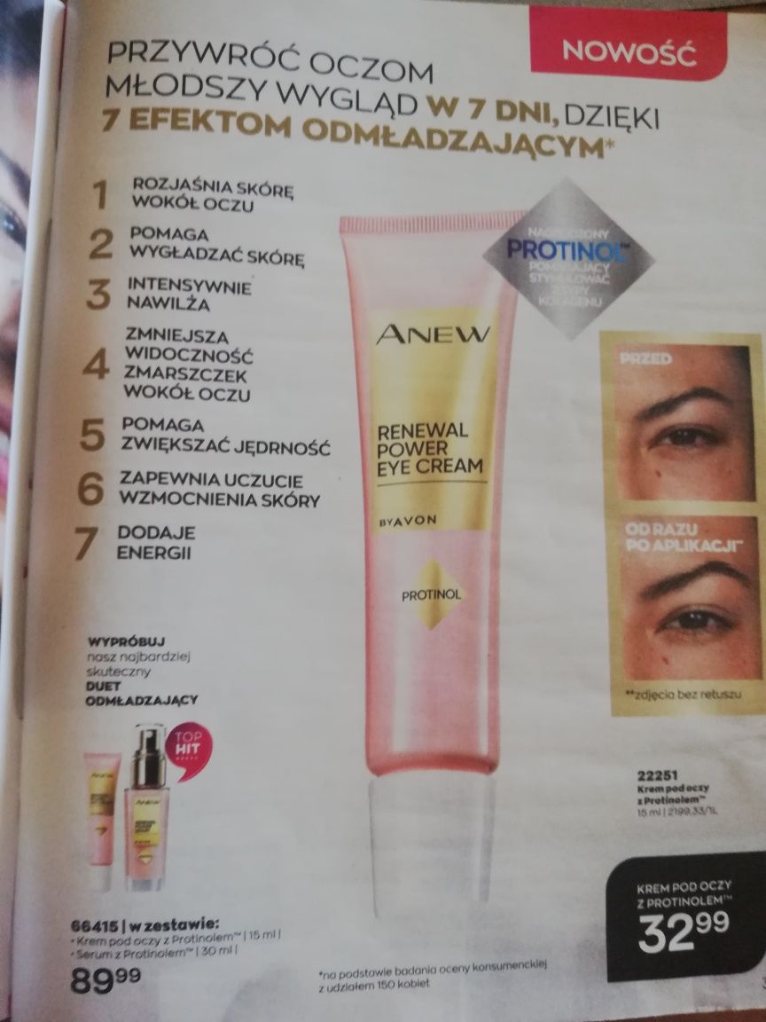 Zestaw krem pod oczy i serum z protinolem Avon