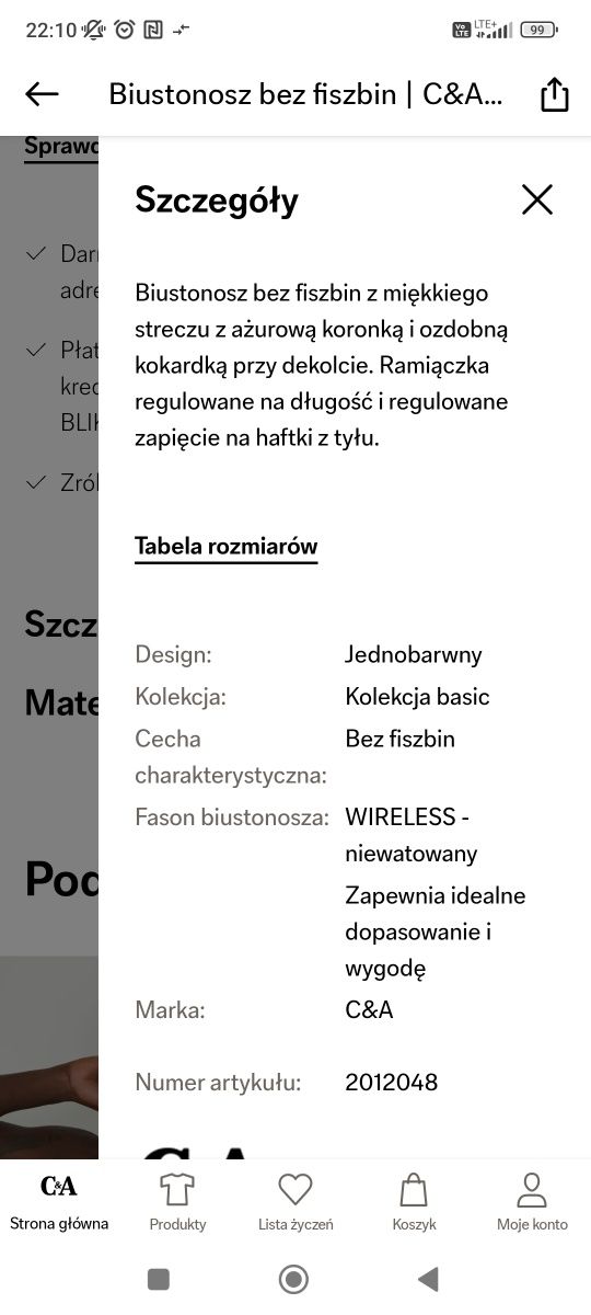 Biustonosz C&A, nowy, 85B, bez fiszbin, Wireless, z metką