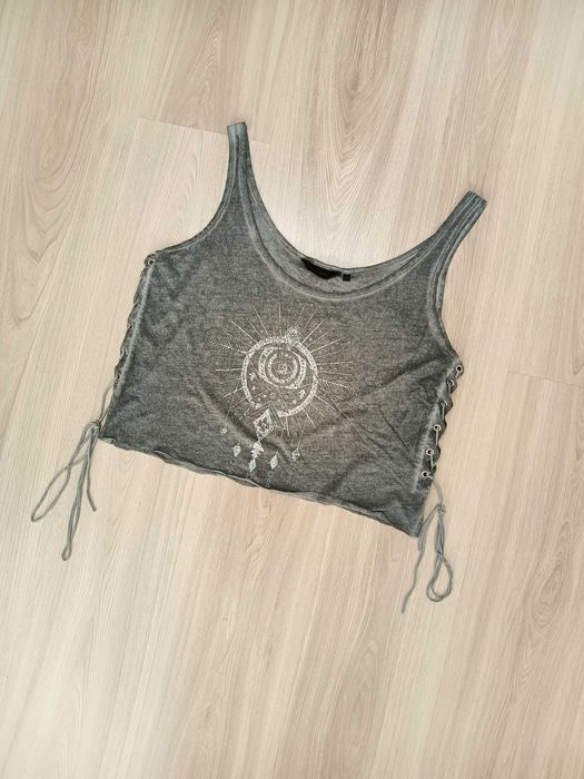 Nowy top bluzka damska szara na ramiączkach hippie boho etno aztec 42