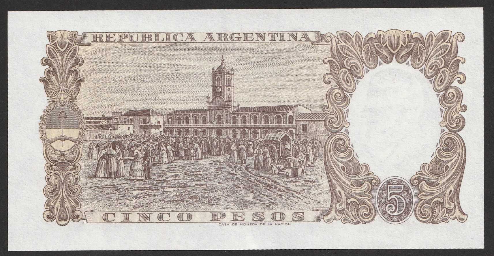 Argentyna 5 pesos 1960 - stan bankowy UNC