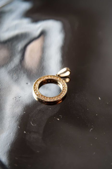 Złota Zawieszka Koło z Cyrkoniami | Próba Złota 585