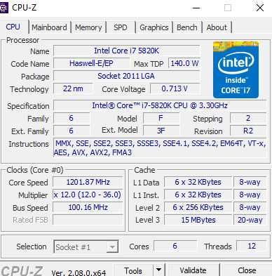 Procesor Intel i7-5820K 6 x 3,3 GHz gen. 5 LGA 2011-3
