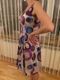 Sukienka fiolet-turkus koła szerokie ramiączka 42 Salsa