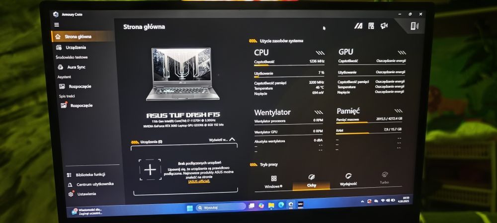 Asus RTX 3060 6gb/512+2tb SSD/i7 11370/ 16gb/144hz jak nowy GRATIS
