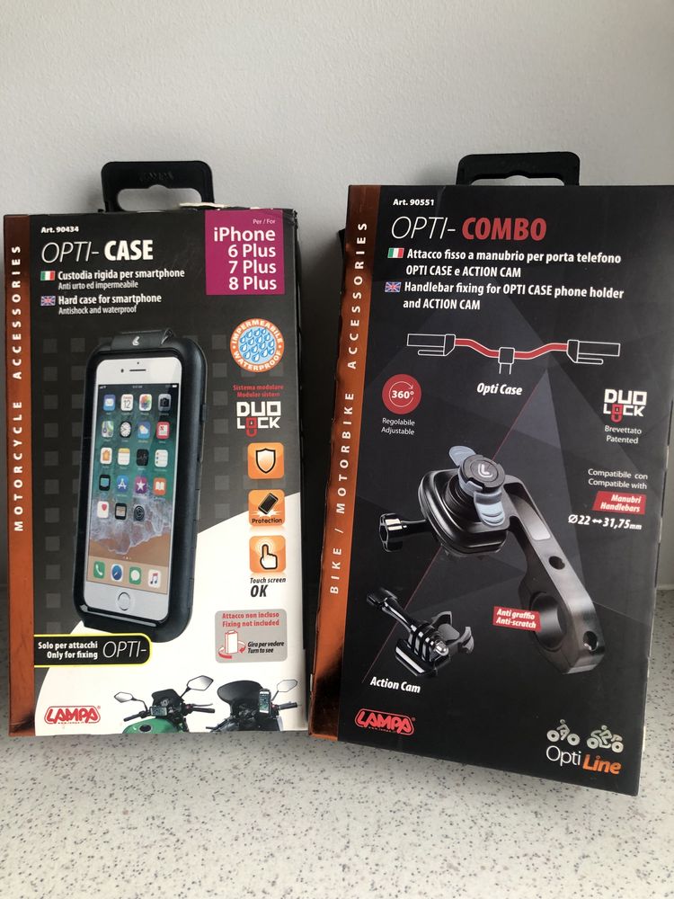 Uchwyt motocykl/ rower Opti-Combo + obudowa na telefon iphone 6,7,8