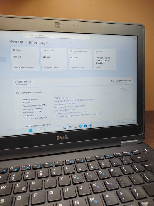 MINI LAPTOP | Dell Latitude E7270 | i3-6100U | 8GB | 256SSD | Win11