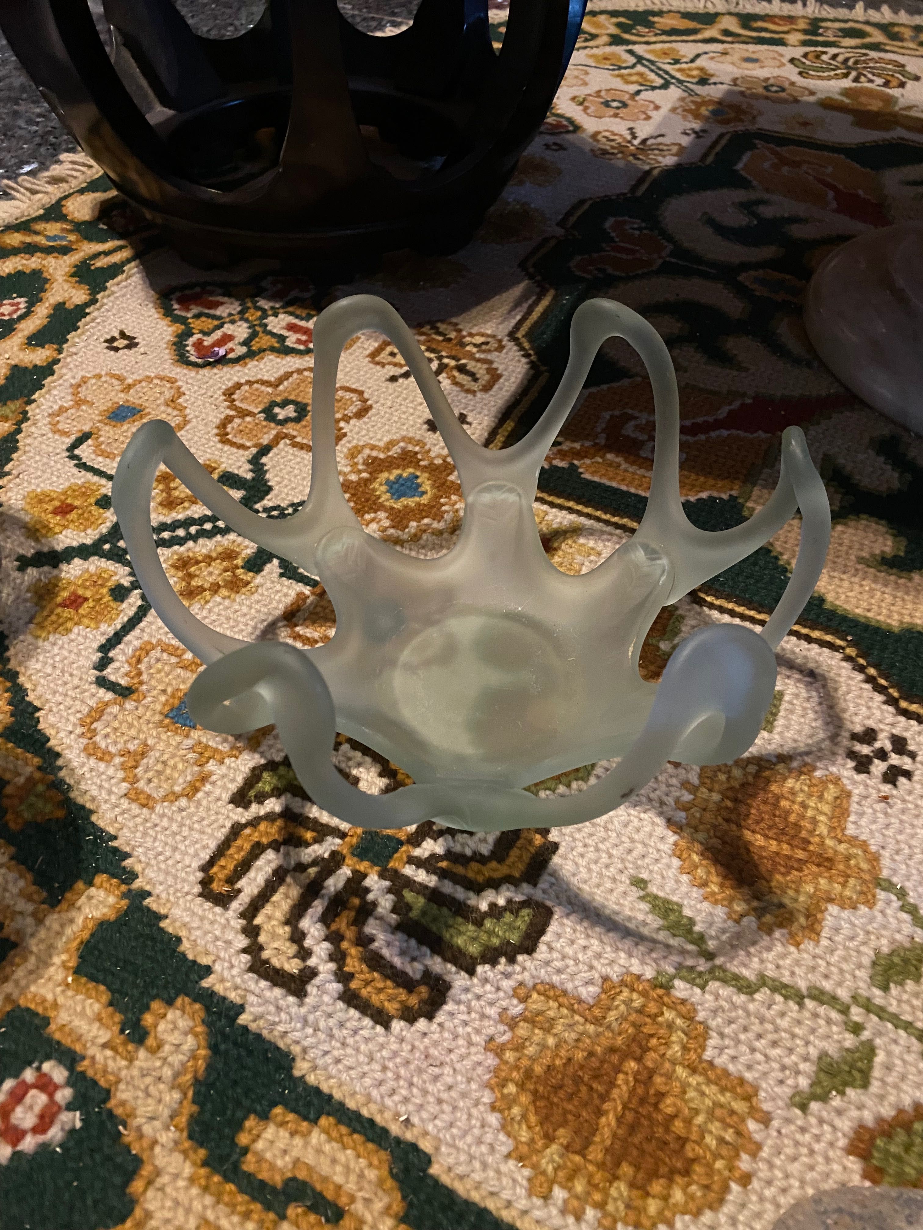Cesto Taça Modernista Design Cristal Opalino Checoslováquia Anos 60