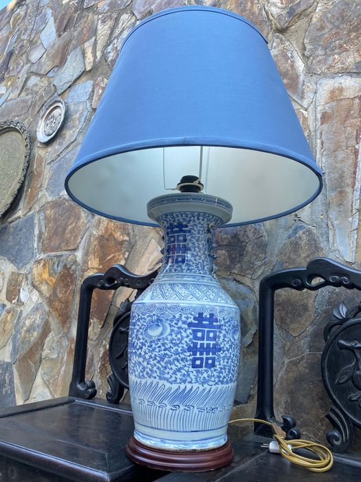 Candeeiro Porcelana Chinesa Séc XVIII 53 cm