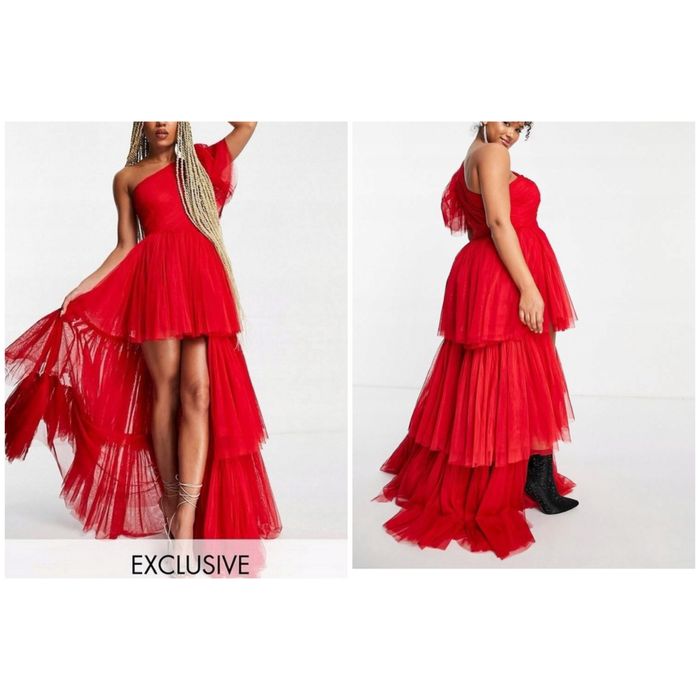 Lace & beads czerwona sukienka maxi tiulowa 5 xl 50