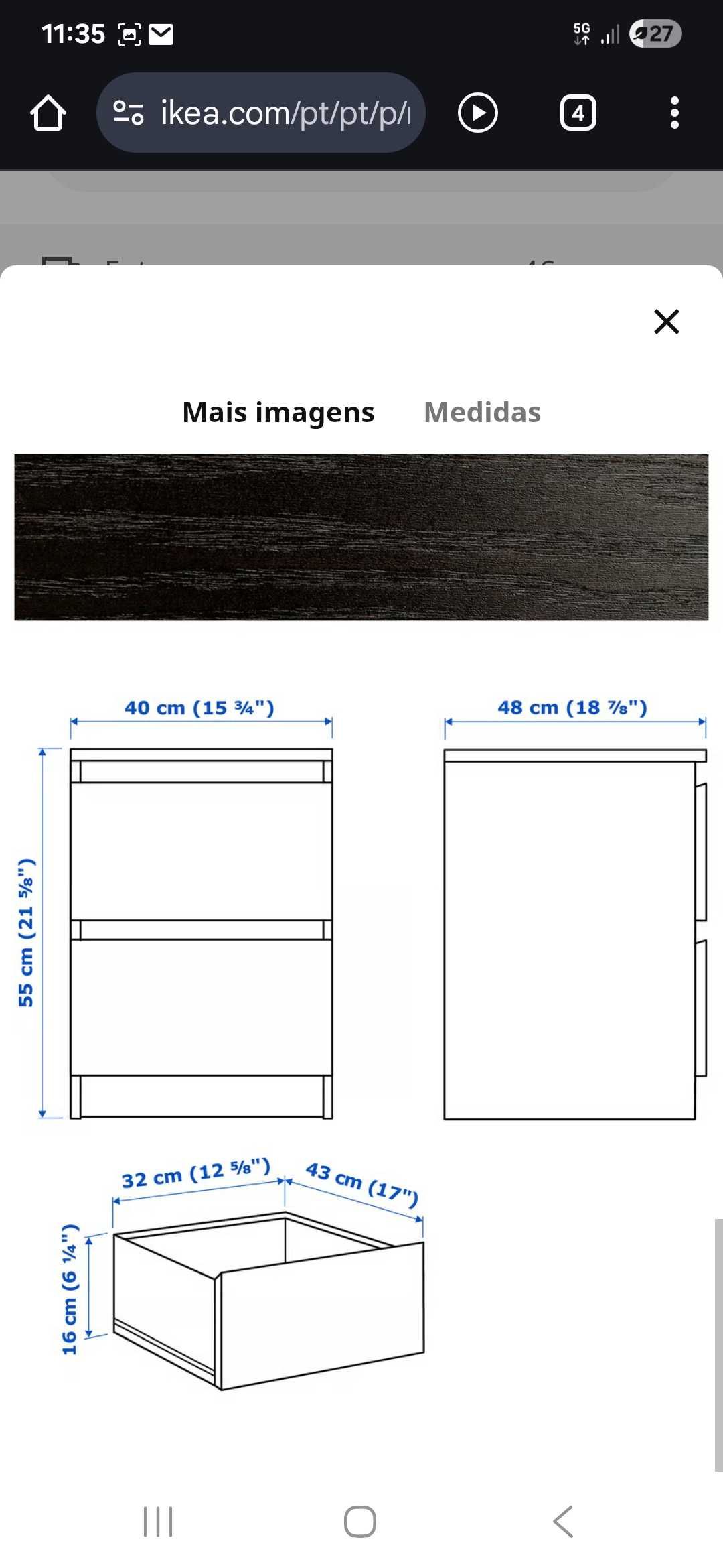 Cómoda e 2 mesinhas de cabeceira MALM IKEA
