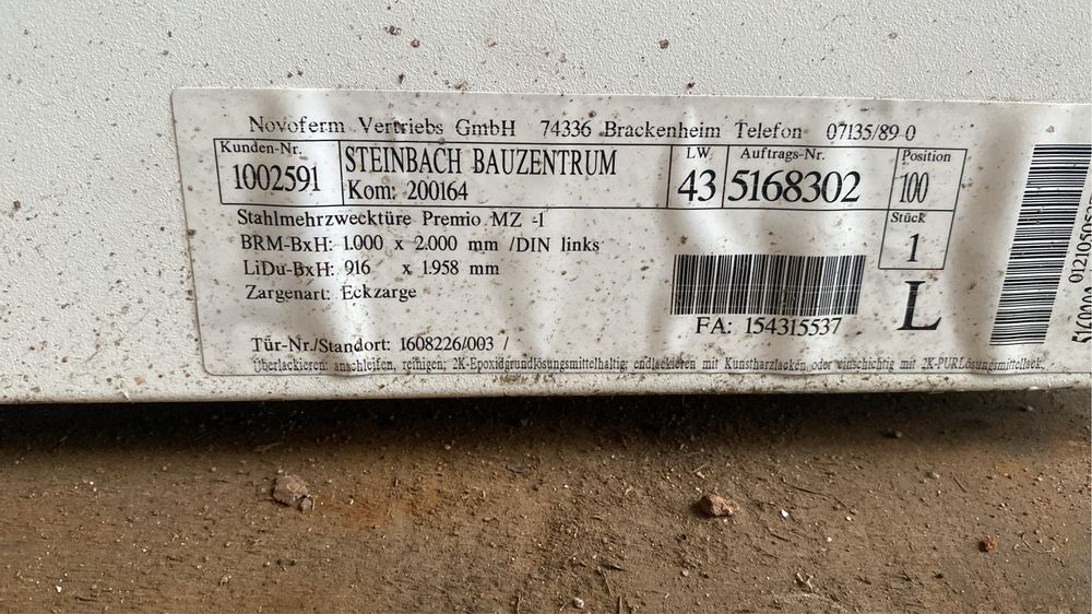 Nowe Drzwi Wejściowe 100 x 200 LEWE Białe Novoferm