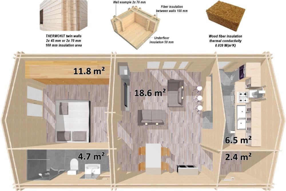 Casa ECOLÒGICA 51 m² - Casa baixo de energia / ECO Woodhouse