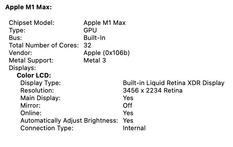 MacBook Pro 16’ 2021 32-Core GPU M1 Max 64Gb 2Tb SSD 95%