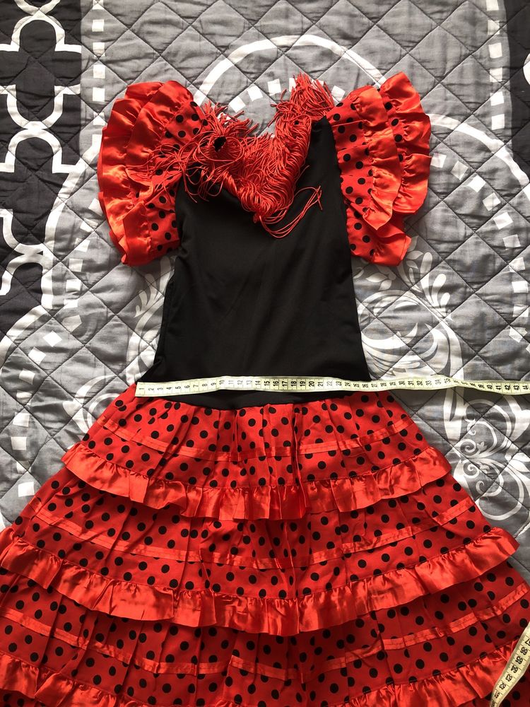 Nowa sukienka Flamenco stroj karnawałowy Hiszpanka dziewczeca 116/122