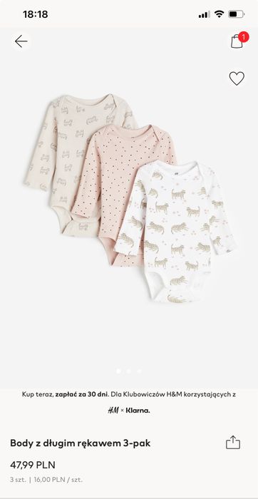 Trzy bodziaki H&M r.92-98