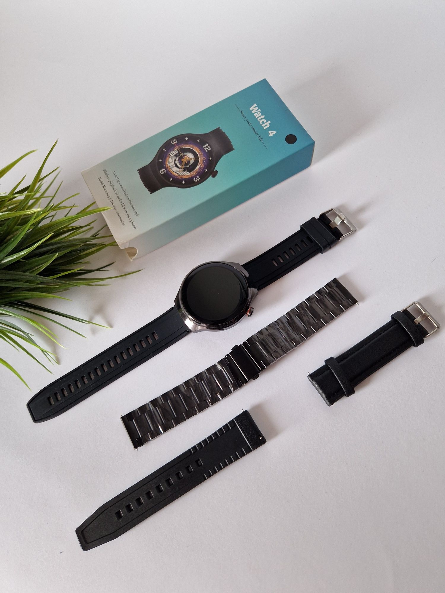 Smartwatch GT4 z 3 paskami, pełny komplet