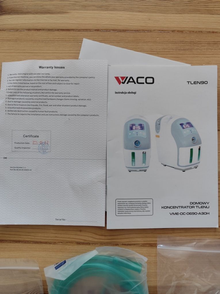 koncentrator tlenu VACO Tlen90 domowy przenośny