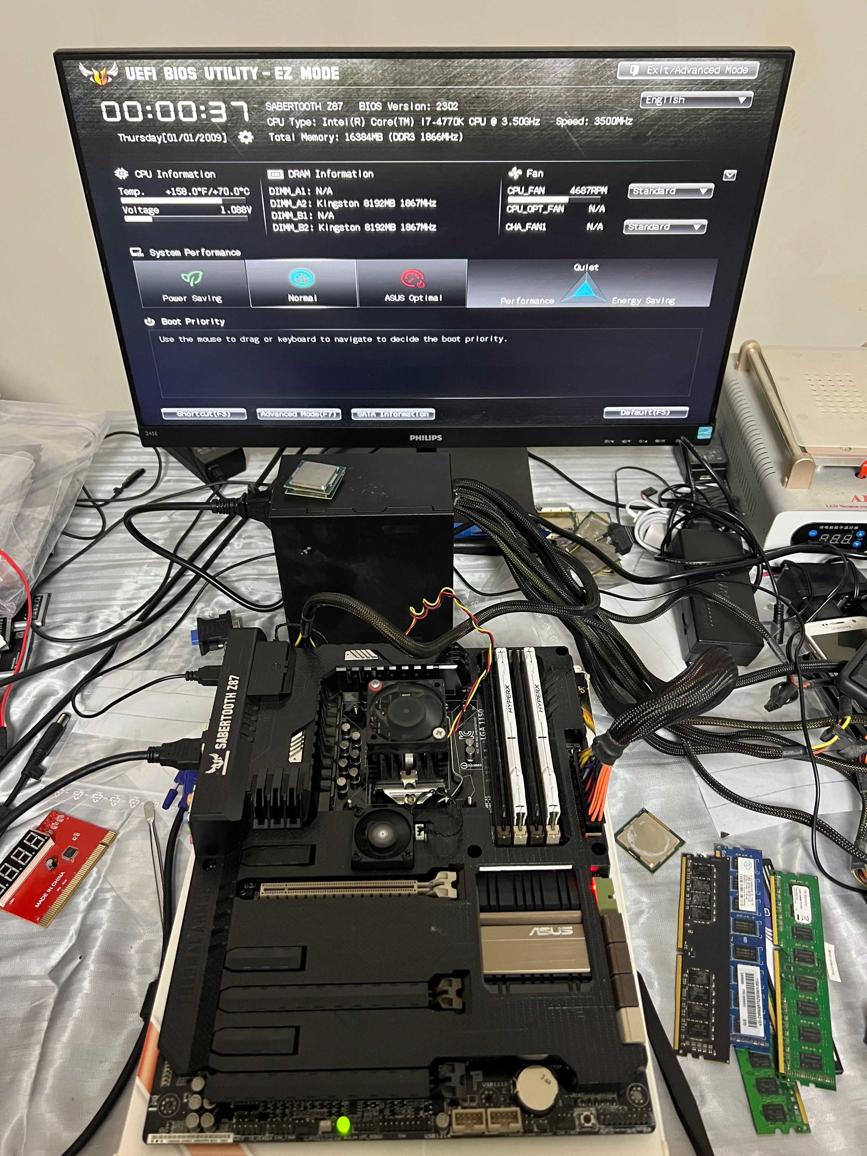 Комплект Материнка Asus Sabertooth Z87 +Intel i7-4770K+ОЗУ 16GB HyperX